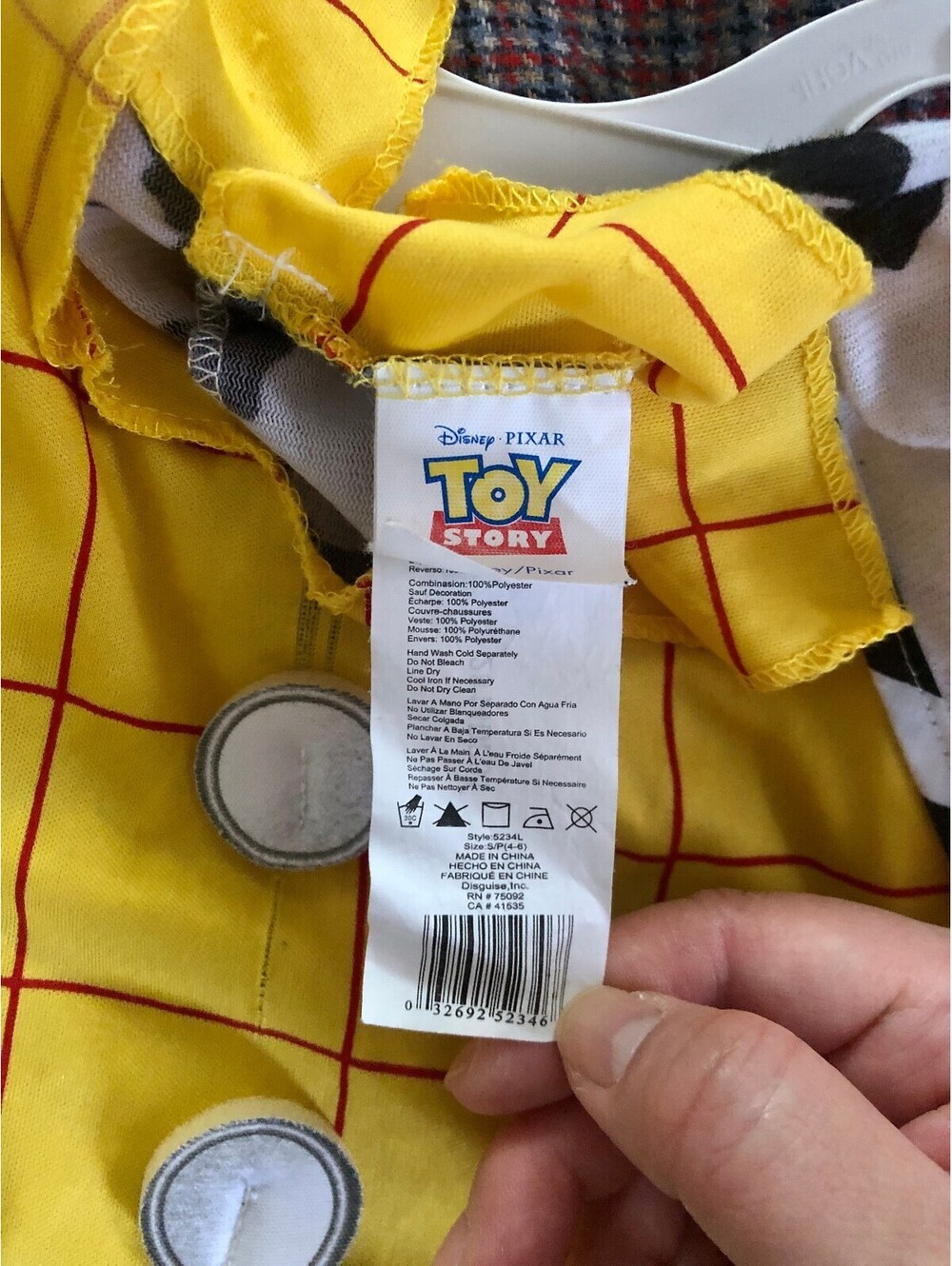 Disney Toy Story Woody Costume S/P 4-6 Jumpsuit Only Halloween Disguise Foam - Picture 6 of 9